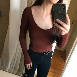 Topshop dark orange rust colored top